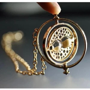 Time Turner Necklace Gold 360 Hourglass Pendant Inspired Harry Potter Hermione - Picture 1 of 5