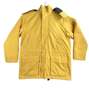 Lands End Jacket Mens Large Yellow Parka Aircore 200 Fleece Lined Pockets Hood - Picture 1 of 18