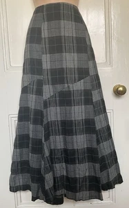 Per Una M&S Black White Brown Plaid Tartan Check Patchwork Panel Skirt 20 (W41) - Picture 1 of 9