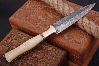 Handmade Fix Blade Double edge Dagger knife Boot Knives Hunting Tactical - Image 1 of 4