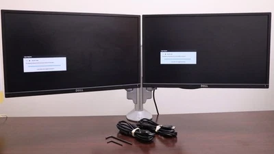 Dual P2217H Dell 22" Monitors w/desk-mount stand - HDMI DisplayPort VGA USB 3.0 - Image 1 of 4