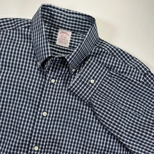 Brooks Brothers Gingham Button Down Shirt Madison Fit Supima Cotton Mens 16-33 - Picture 1 of 6