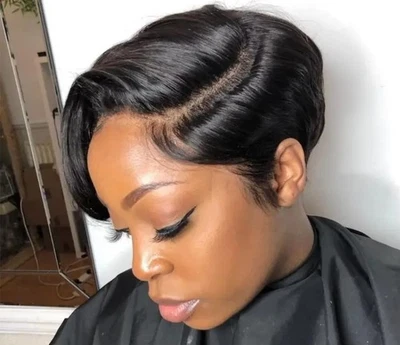 Peluca Corte Pixie Sin Pegamento Cabello Humano Corta 13x4x1 Transparente Encaje Frontal Pelucas para - Foto 1 de 4