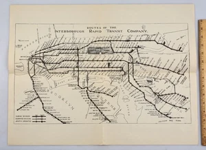Vintage 1940s Route Map of New York Subway Interborough Rapid Transit Co. IRT - Picture 1 of 9
