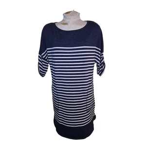 Max Studio Women's Casual Ruched Sleeve Stripe Everyday Dress w/ Pockets Size S - Picture 1 of 6