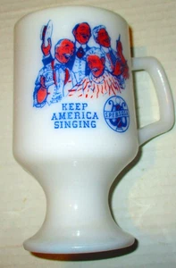 Vintage SPEBSQSA Milk Glass Keep America Singing Coffee Cup Mug - Picture 1 of 2