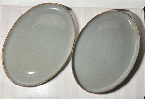 2 Members Mark mossy Green Oval Dinner Plates Chop Platters 12 7/8” - Picture 1 of 8