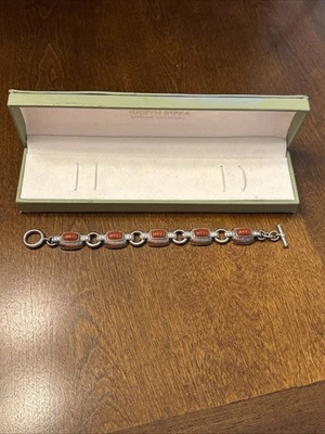 "Brazalete de eslabones Judith Ripka de plata de ley 925 de jaspe rojo 8""" Foto 1 de 4