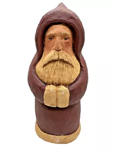 Vtg Folk Art Plaster Chalkware Primitive Style Santa Claus Figurine Signed - Picture 1 of 6
