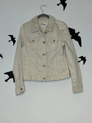 Chaqueta de mezclilla de algodón Mudd para mujer grande imitación cuello de piel de oveja crema envejecida Foto 1 de 4