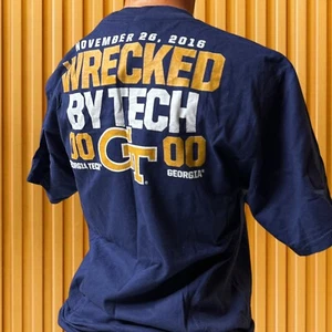 Women's Navy Blue Georgia Tech Yellow Jackets T-Shirt S Small UGA Rivalry Week - Picture 1 of 8