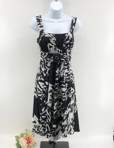 En Focus Studio Black White Dress Sz 8 Womens Padded Top Beaded Design C185 - Picture 1 of 3