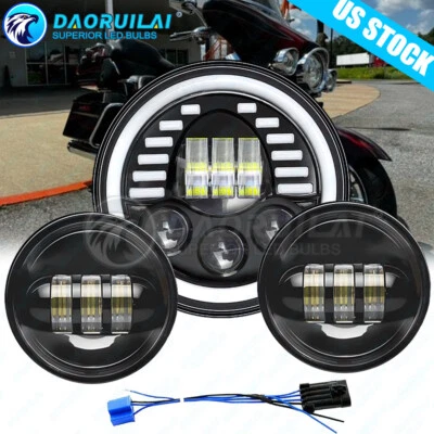 Farol de LED 7" polegadas +4,5" luzes de passagem para Harley Davidson Touring Road King - Imagem 1 de 4