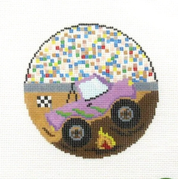 Atlantic Blue Monster Truck Ornament Handpainted Needlepoint Canvas - Image 1 of 1