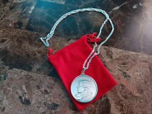 Donald J. Trump Silver Round 1 oz necklace chain and silver custom bezel NEW. - Picture 1 of 10