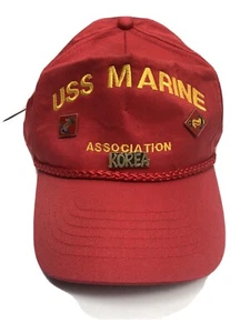 USS MARINE ASSOCIATION RED HAT/ Cap with PINS korea uss tarawa rwunion - Picture 1 of 8