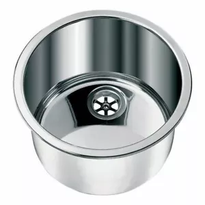 Sink, Round Caravan Sink Stainless Steel, 285mm Mirror Polished With Waste, Plug - Foto 1 di 1