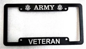 ARMY VETERAN, HMC Billet License Plate Frame, Black Anodized Frame, BDNP - Picture 1 of 2