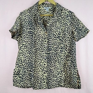Vintage Robbie Bee Damen 100 % Seide Kurzarm Bluse 10 Petites Animal Print - Bild 1 von 11