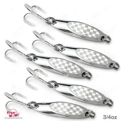 5 шт. 3/4 унции хромированная серебряная лазерная лента рыболовная ложка джиг чемпион литая приманка 0,75 - Изображение 1 из 4