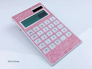 Blingustyle Sparkly Pink Crystal Digits Dual Power Calculator for home/office - Picture 1 of 10