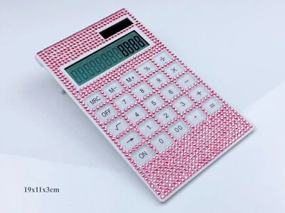 Blingustyle Sparkly Pink Crystal Digits Dual Power Calculator for home/office - Image 1 of 4