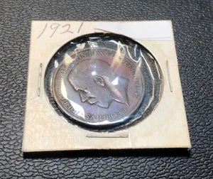 1921 One Penny Georgivs V Dei Gar Britt Omn Great Britain 1 Large Coin Cent 1¢ - Picture 1 of 16