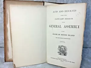 Libro de leyes del estado de Rhode Island de enero de 1871 incluye informe anual de intendente - Imagen 1 de 10