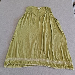 Ulla Popken Dress Woman 22 Green Crinkly Shirt Tunic Lagenlook Fairy Peasant - Picture 1 of 7