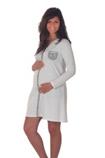 Premamy - Camicia da notte clinica aperta davanti manica lunga - Premaman