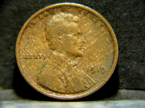 1919 Wheat Cent Penny Error--WOODY(Improper Alloy) and Major Lamination--#657 Cover