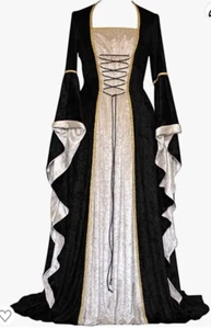 Womens Renaissance Medieval Costume Dress Lace up Irish Over Long Dresses Sz-S - Picture 1 of 6