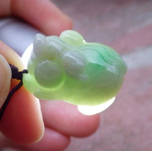 Certified Small Green Natural A Jade jadeite Pendant Money Coin Pig 416719 VS - Picture 1 of 7