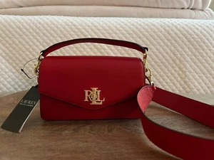 RALPH LAUREN Leather Small Tayler Crossbody Bag Martin Red NWT - Picture 1 of 6