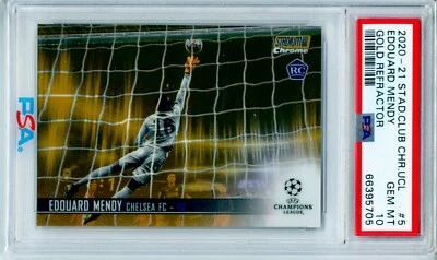 Tarjeta de novato Edouard Mendy Topps Stadium Club 2020-21 cromada dorada 5/50 PSA 10 Foto 1 de 3