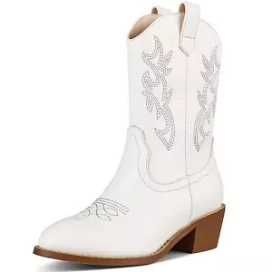 Kids Cowboy Boots for Boys Girls Western Square Toe Cowgirl Boots with Walkin... - Picture 1 of 7