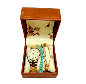 Juego de caja de relojes y pulseras para mujer Lucky Brand metal dorado LW117GD - Imagen 1 de 8
