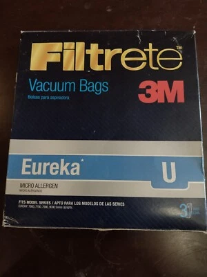 VACUUM BAGS Filtrete 3M Eureka U micro allergen fits 7600,7700,7900,9000 upright - Image 1 of 4