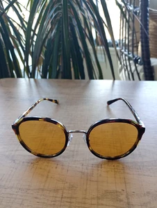 Coach HC7154 CL924 Round Sunglasses Transparent Honey Brown Tortoise 52mm NWT - Picture 1 of 7