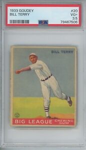 1933 Goudey Baseball BILL TERRY #20 PSA 3.5 Very Good+