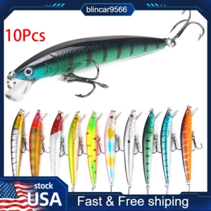 10X Minnow Baits Crankbaits Jerkbait Lot Haken Köder Barsch Tackle Angelköder - Bild 1 von 15