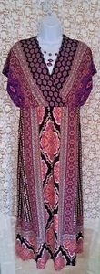 Chico's Maxi Dress Size 0 Paisley Floral Print Empire Waist Boho Kimono Stretch - Picture 1 of 8