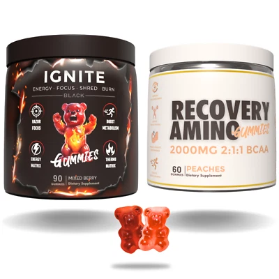 Ignite Preworkout Gummies and BCAA Gummies Stack BCAA, Caffeine,  Carnitine - Image 1 of 4