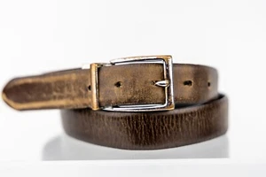 Alter Vintage Retro verwaschener Wendegürtel braun schwarz Leder Größe 34" M - Bild 1 von 11