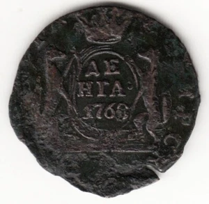 Moneda de cobre siberiana RUSIA KM#2 DENGA 1768 F. Kolyvan emperatriz como nueva CATHERINE II - Imagen 1 de 2