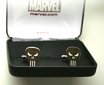 Marvel Comics The Punisher Skull Cuff Links Cufflinks Metal Set New NOS Box - Image 1 of 4