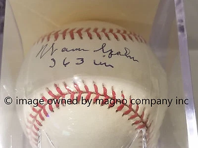 Warren Spahn 363 Wins Autographed Baseball with COA  - Image 1 of 3