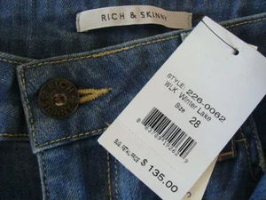 NWT$135 RICH AND SKINNY Intimates Short Jeans Wash Winter Lake Made in USA Sz 28 - Picture 1 of 3