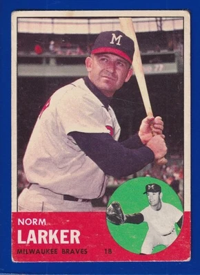 NORM LARKER braves 1963 TOPPS #536 GOOD/VERY GOOD NO CREASES - Image 1 of 2