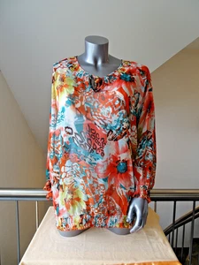 Bluse mit Raffung, Gummizugbündchen v. Helena Vera HSE mehrfarbig/Salmon Gr. 50 - Bild 1 von 14